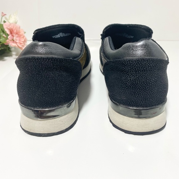 KARL LAGERFELD Paris Giselle Black Leather Slip On Fashion Sneakers - Picture 6 of 16